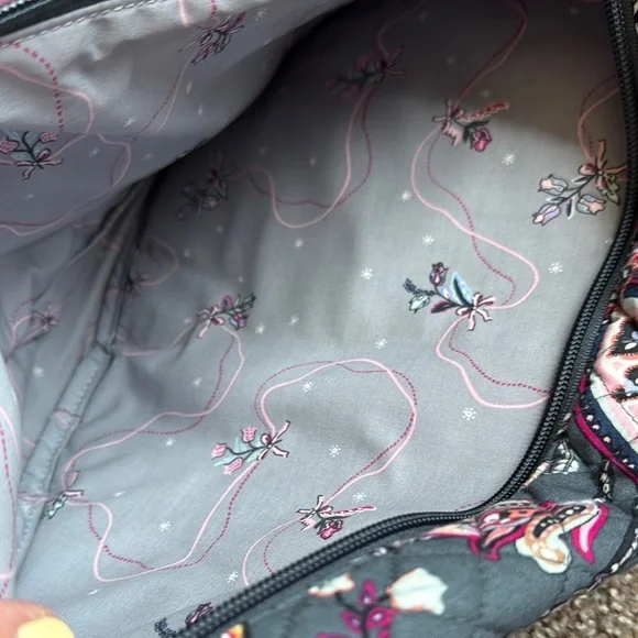 Retired Vera Bradley Limited Edition Breast Cancer Gray and Pink Floral Backpack - Picture 4 of 6